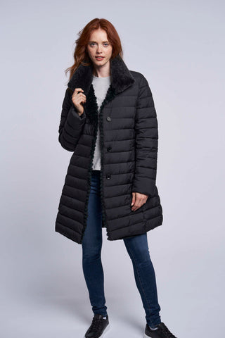 4255 Down coat reverses to genuine shearling