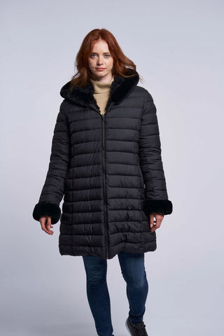 4255HD Hooded down coat reverses to genuine shearling jUSt 3 left  1/m 1/L  1/xL   $275